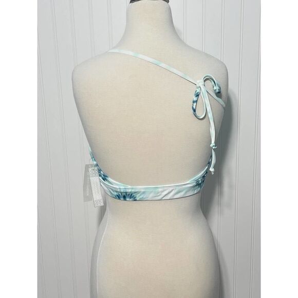 Devon Windsor Iryna One Shoulder Bathing Suit Bikini‎ Swim Top Blue White XL - Picture 4 of 9